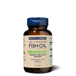 Wiley's Finest Easy Swallow Minis 60 mehkih kapsul z omega-3 EPA in DHA iz divje ulovljenih aljaških rib.