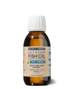 Wiley's Finest Peak Omega-3 tekoča omega-3 125 ml iz divje ulovljenih aljaških rib.