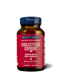 Wiley's Finest Cholesterol Support 90 mehkih kapsul z omega-3 in rastlinskimi steroli.